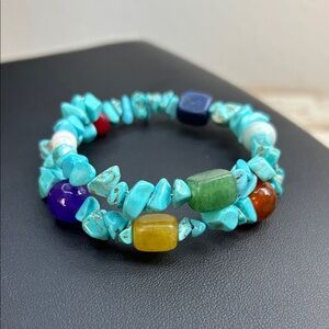 Stone Beaded Memory Wire Bracelet